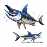 Marlin Family Coloring Pages: Male, Female, and Young 1