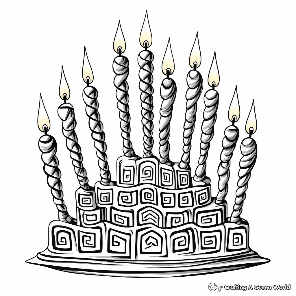 Menorah with Hebrew Letters Coloring Pages 2