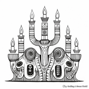 Menorah with Hebrew Letters Coloring Pages 3
