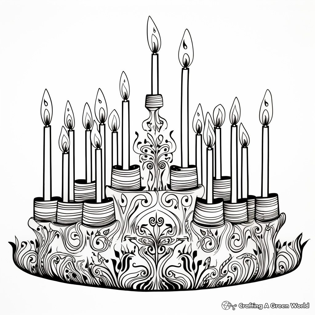 Menorah with Hebrew Letters Coloring Pages 4