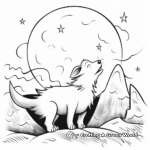 Midnight Scene: Howling Wolf and the Crescent Moon Coloring Pages 3