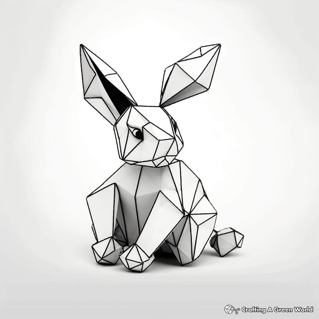 Modish Origami Rabbit Coloring Pages 1