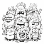 Monster Squad Coloring Pages: Group of Wacky Monsters 2