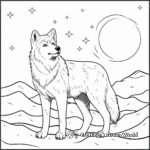 Moon-lit Arctic Wolf Scene Coloring Pages 1