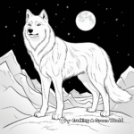 Moon-lit Arctic Wolf Scene Coloring Pages 3