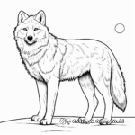 Moon-lit Arctic Wolf Scene Coloring Pages 4