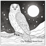 Moonlit Snowy Owl Coloring Pages 1