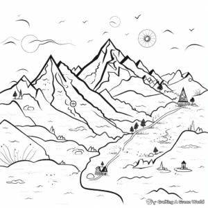 Mountain Range Map Coloring Pages 1