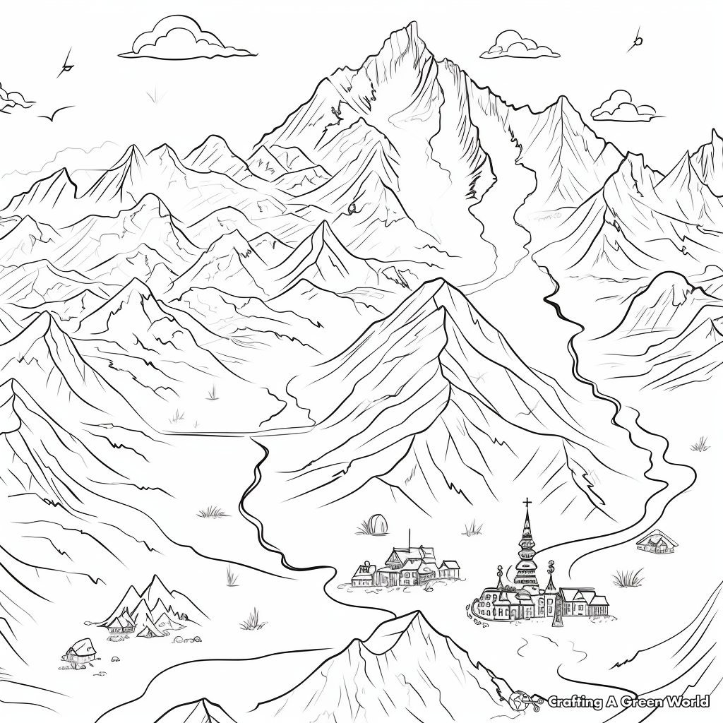 Mountain Range Map Coloring Pages 2