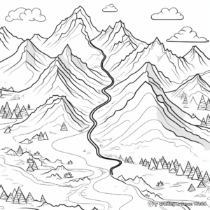 Mountain Range Map Coloring Pages 3