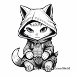 Mysterious Hooded Cat Ninja Coloring Pages 2