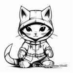 Mysterious Hooded Cat Ninja Coloring Pages 3