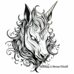 Mystical Fire Unicorn Head Coloring Pages 4
