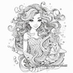 Mystical Mermaid with Magical Elements Coloring Pages 3