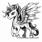 Mystical Unicorn with Dragon Wings Coloring Pages 2