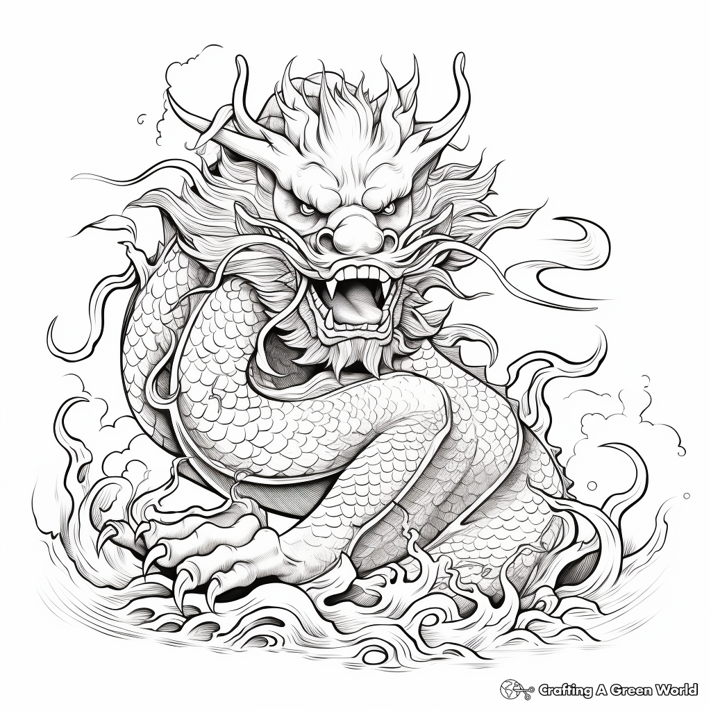 Mythical Chinese Dragon Coloring Pages 4