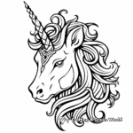 Mythical Golden Unicorn Head Coloring Pages 1