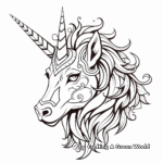Mythical Golden Unicorn Head Coloring Pages 2