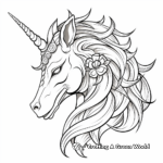 Mythical Golden Unicorn Head Coloring Pages 3