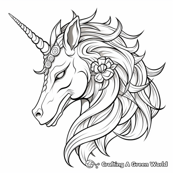 Unicorn Head Coloring Pages - Free &amp; Printable!