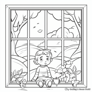 Nature View Window Coloring Pages 1