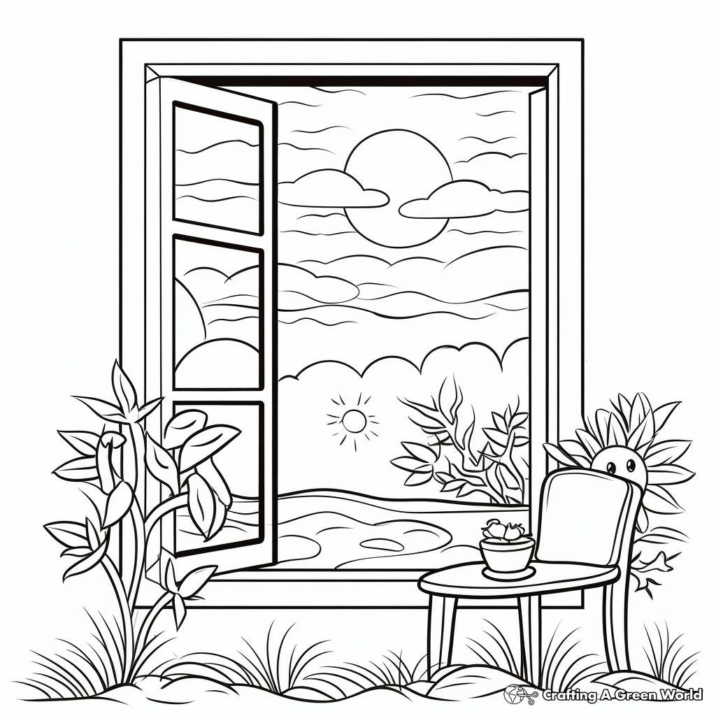 Nature View Window Coloring Pages 3