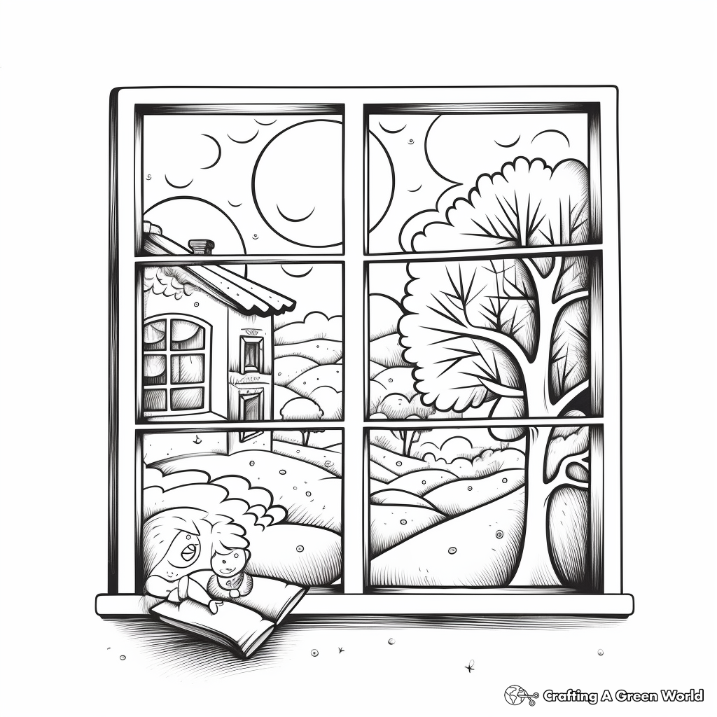 Nature View Window Coloring Pages 4