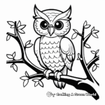 Night Owl on a Branch Coloring Pages 1