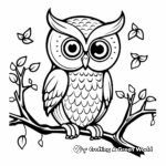Night Owl on a Branch Coloring Pages 2