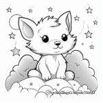 Night Scene Baby Fox under Starry Sky Coloring Pages 1