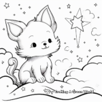 Night Scene Baby Fox under Starry Sky Coloring Pages 3