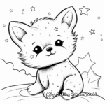 Night Scene Baby Fox under Starry Sky Coloring Pages 4