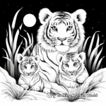 Night Time with the Tiger Family Coloring Pages 4