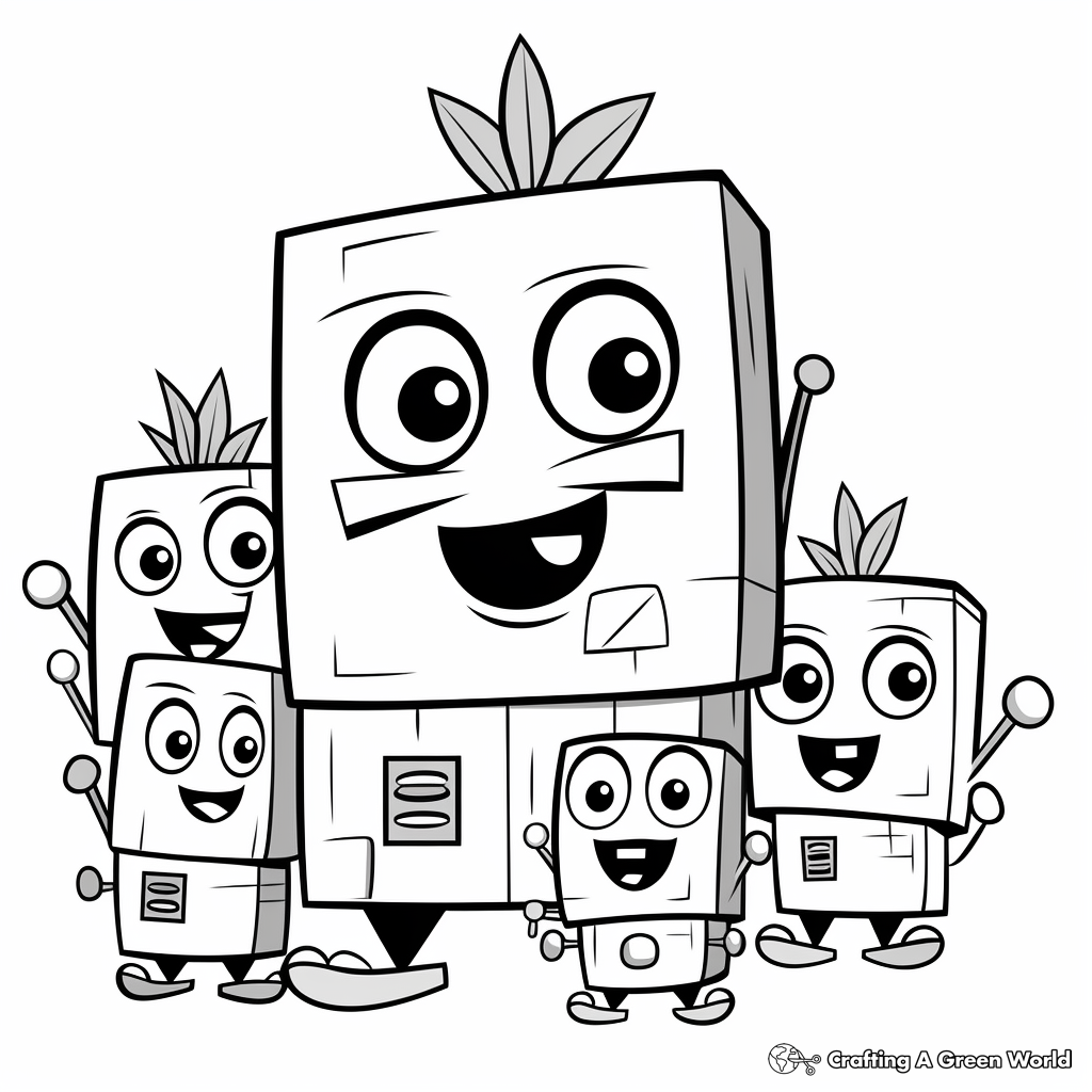 Numberblock Five Coloring Pages for Kids 3
