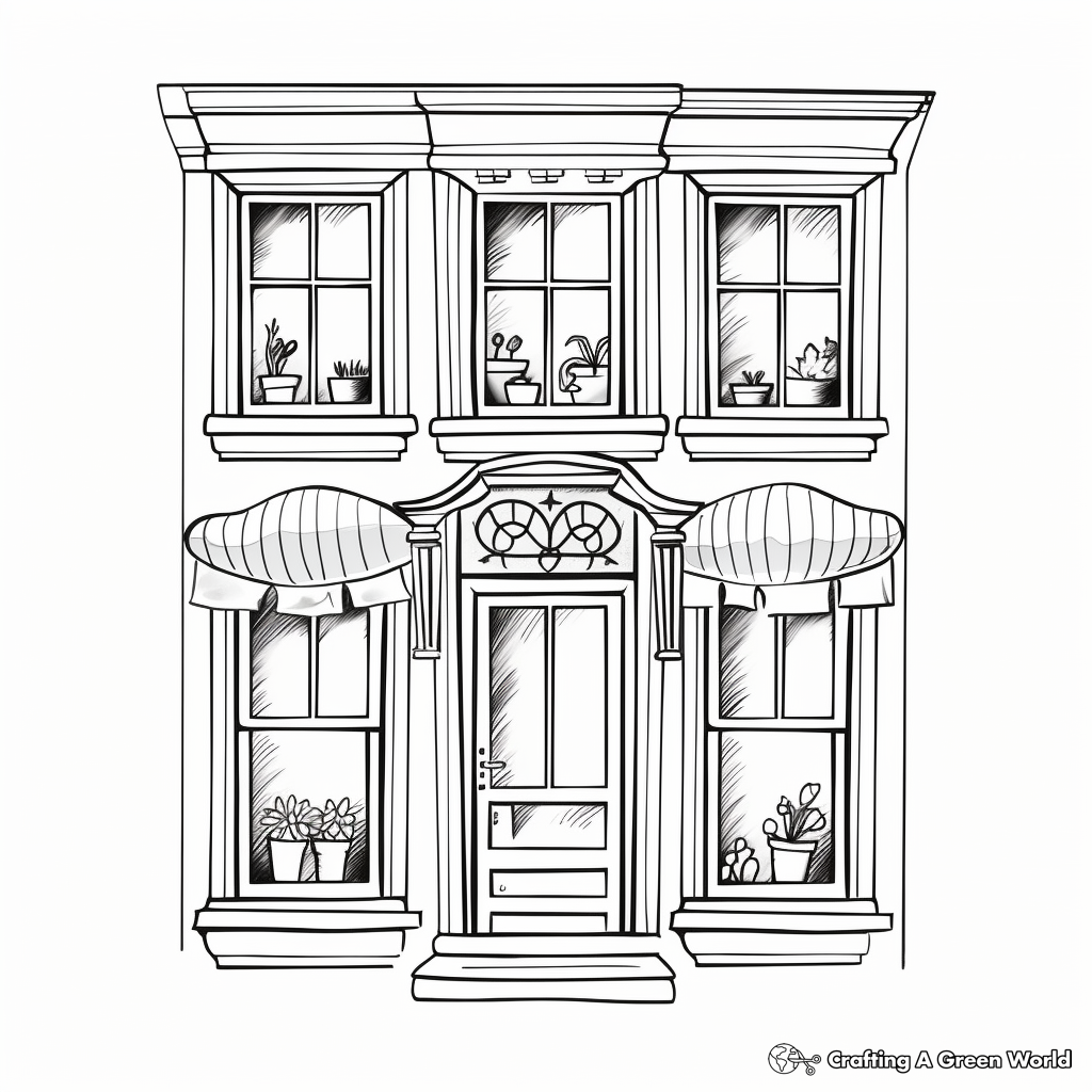Old-Fashioned Sash Window Coloring Pages 1