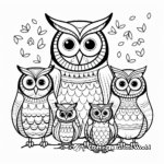 Owl Family Coloring Pages: Parents and Owlets 2