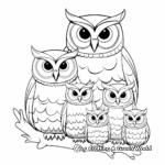 Owl Family Coloring Pages: Parents and Owlets 4