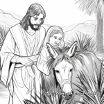 Palm Sunday Jesus on a Donkey Coloring Pages 1