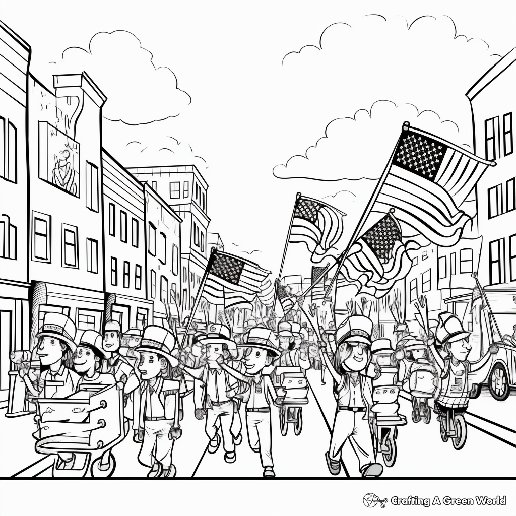 Patriotic Labor Day Parade Coloring Pages 1