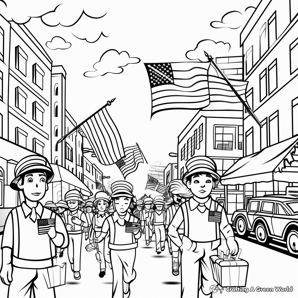 Patriotic Labor Day Parade Coloring Pages 4