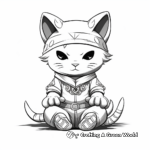 Peaceful Cat Ninja in a Zen Position Coloring Pages 2