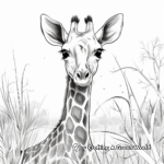 Peaceful Giraffe in the Savanna Coloring Pages 1