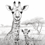 Peaceful Giraffe in the Savanna Coloring Pages 4