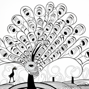 Peacock-in-Nature Abstract Coloring Pages 1