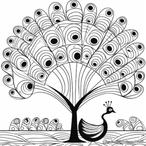 Peacock-in-Nature Abstract Coloring Pages 2