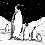 Penguins Under Aurora Borealis Coloring Pages 2