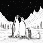 Penguins Under Aurora Borealis Coloring Pages 4