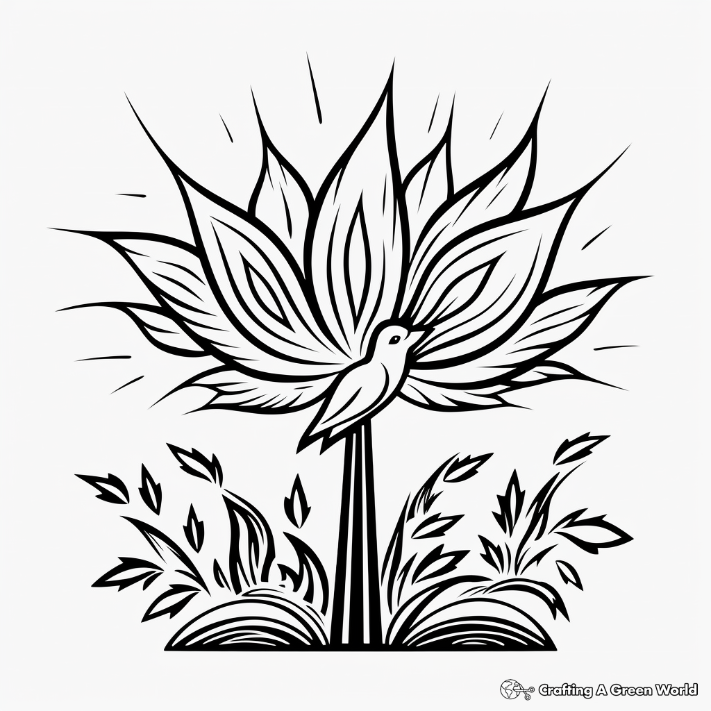 Pentecost Symbols Coloring Pages: Wind, Fire, Dove 1