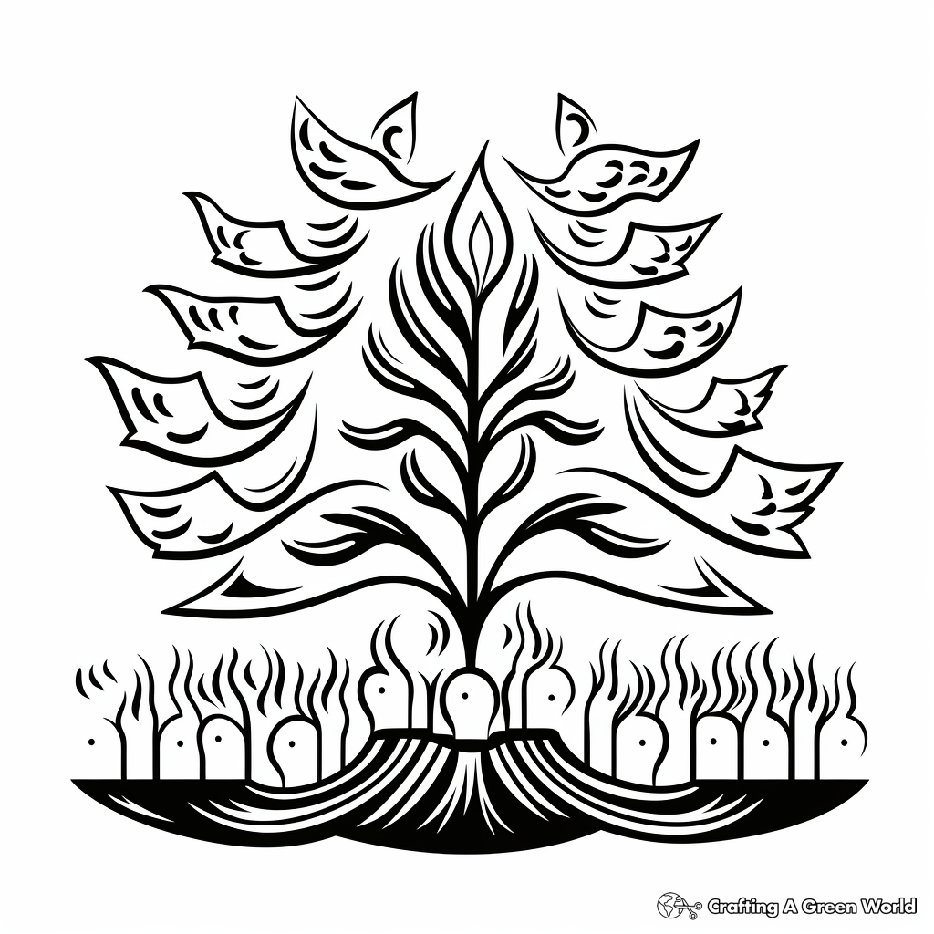 Pentecost Symbols Coloring Pages: Wind, Fire, Dove 2