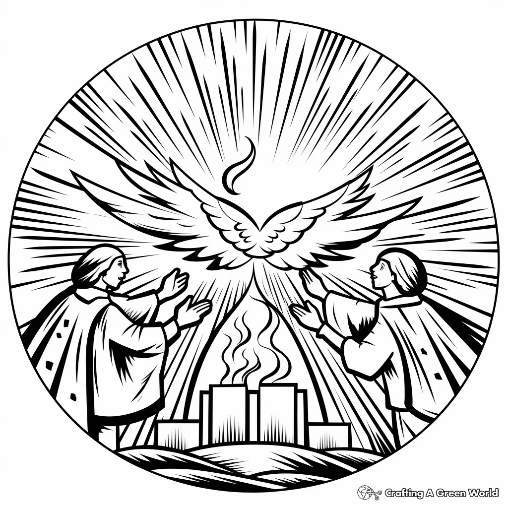 Pentecost Symbols Coloring Pages: Wind, Fire, Dove 3